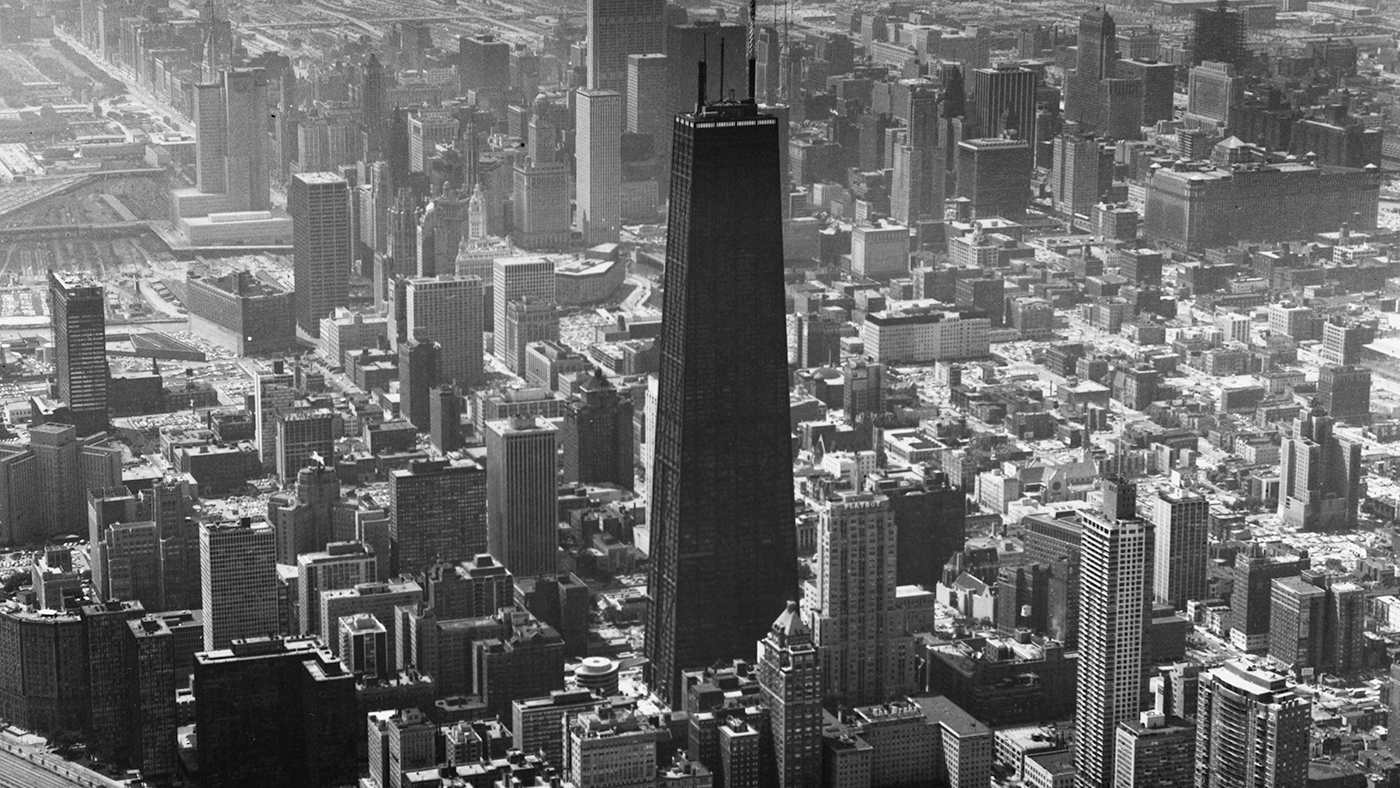 The John Hancock Center, c. 1970. Photo: Chicago History Museum, Hedrich-Blessing collection