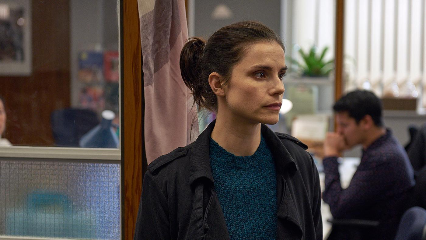 Holly Evans (Charlotte Riley) in Press. Photo: Lookout Point / Hal Shinnie