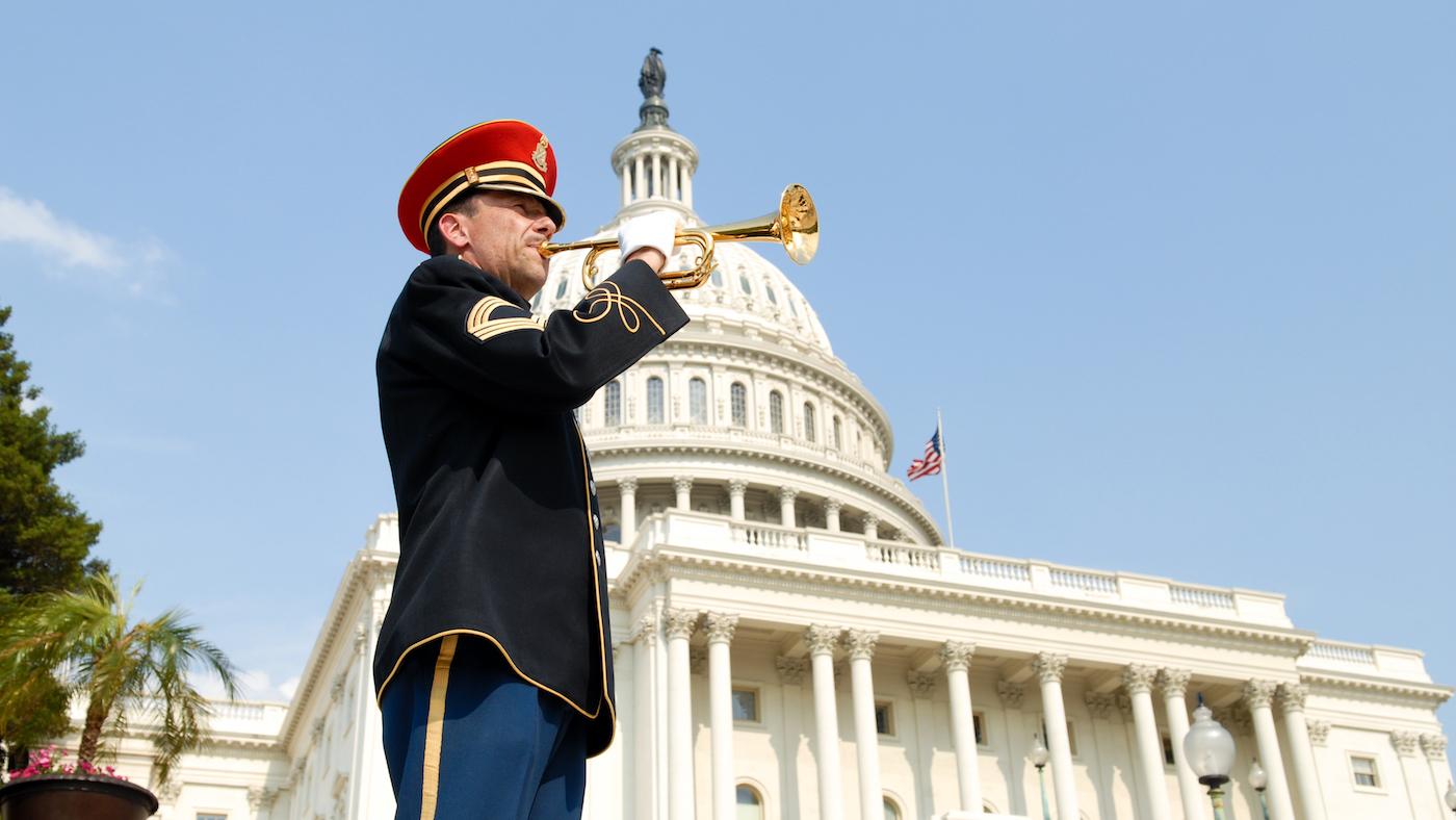 A bugler in front of the U.S. Capitol. Photo: Capitol Concerts