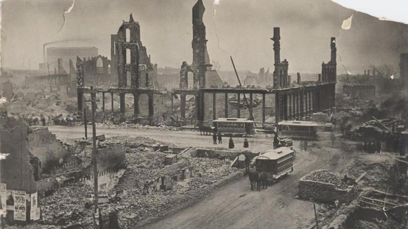 State and Madison after the Great Chicago Fire. Image: Courtesy Chicago History Museum