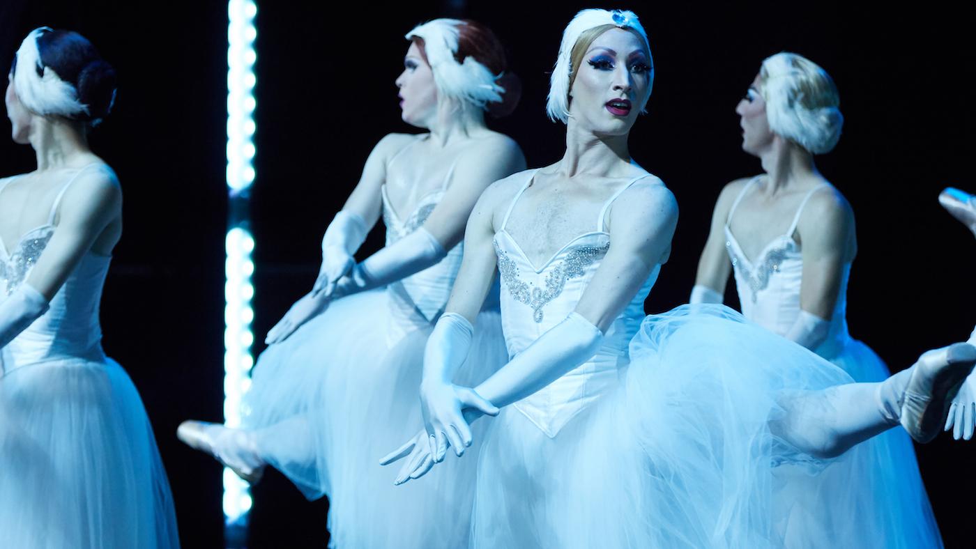 Les Ballets Trockadero de Monte Carlo performing "Swan Lake." Photo: Laura Nespola, courtesy Merrywidow Films