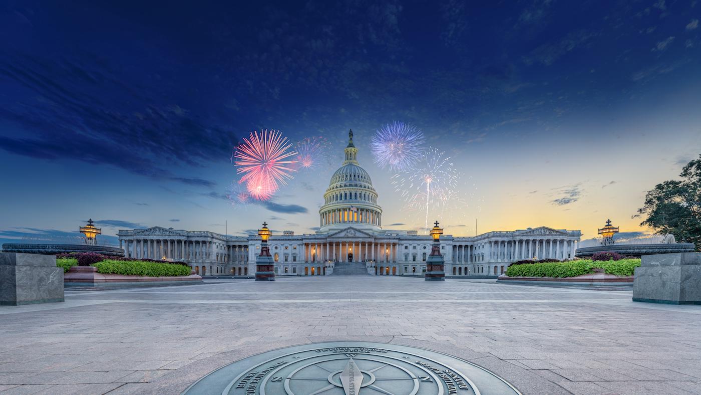 Fireworks over the U.S. Capitol. 
