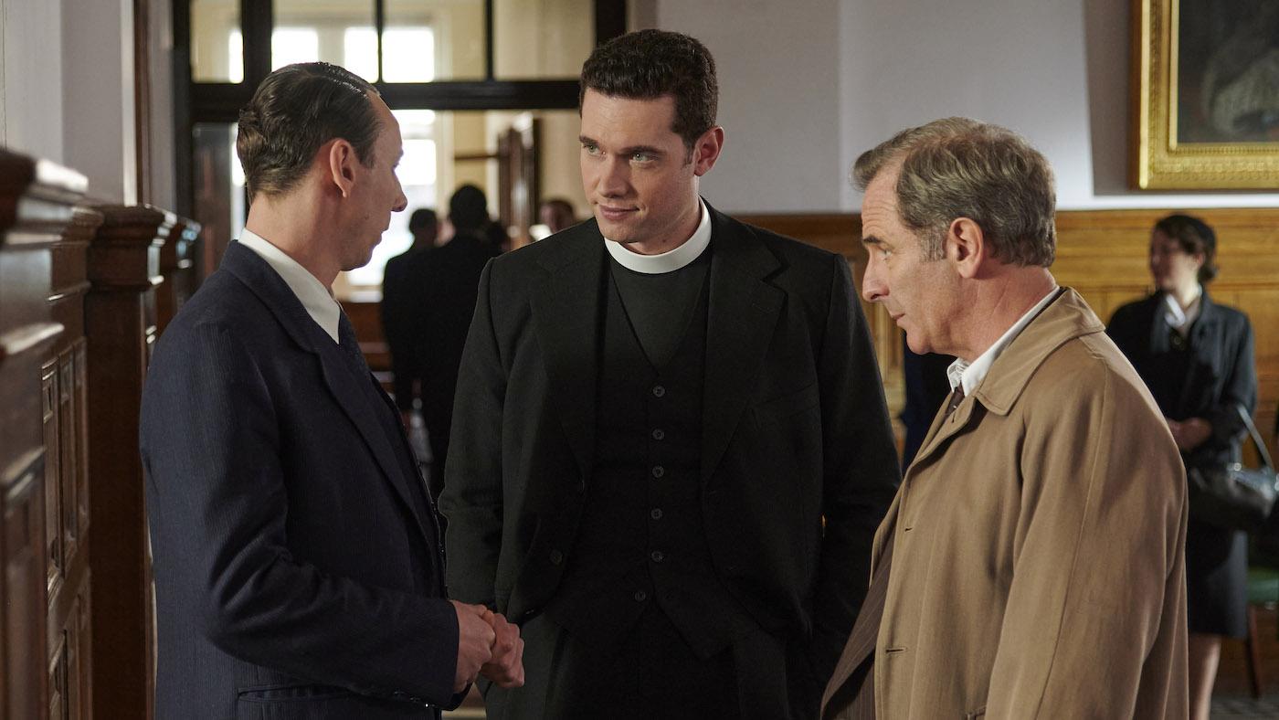 Leonard, Will, and Geordie in court in 'Grantchester.' Photo: Masterpiece and Kudos