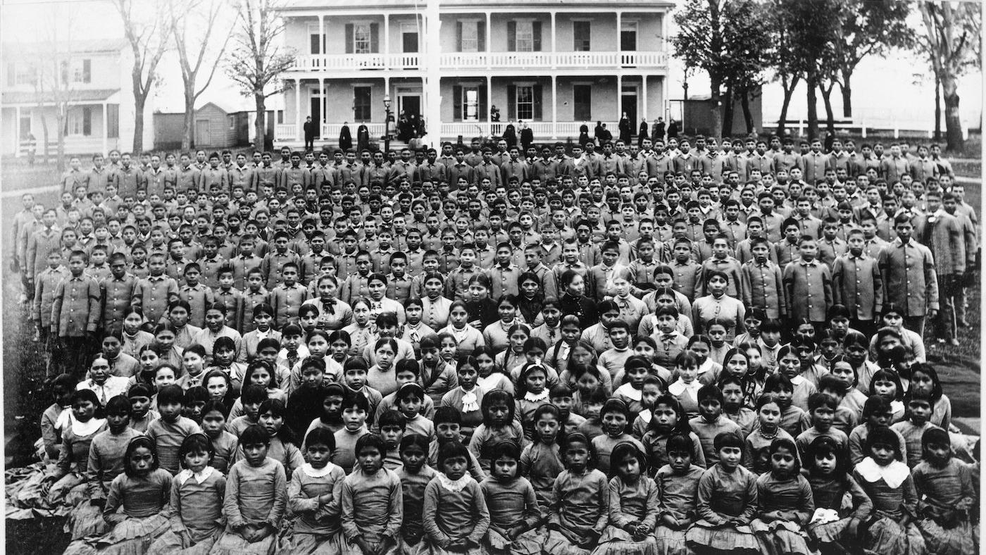 "Pupils of this school" Carlisle Indian Training School, 1885. Image: Courtesy of Repository: National Archives and Records Administration