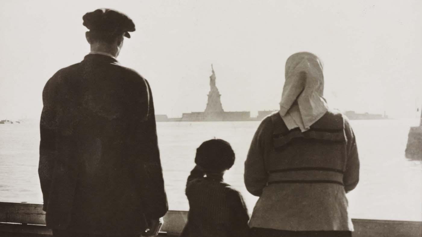 The Statue of Liberty seen from Ellis Island. 