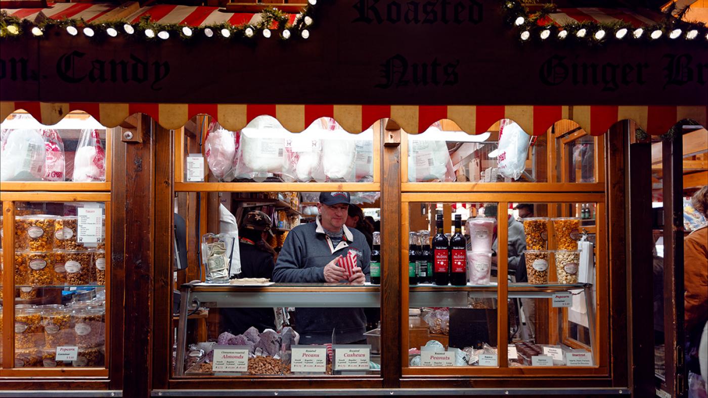 Roasted nuts and other festive foods have been drawing visitors to the Christkindlmarket in Daley Plaza for 27 years
