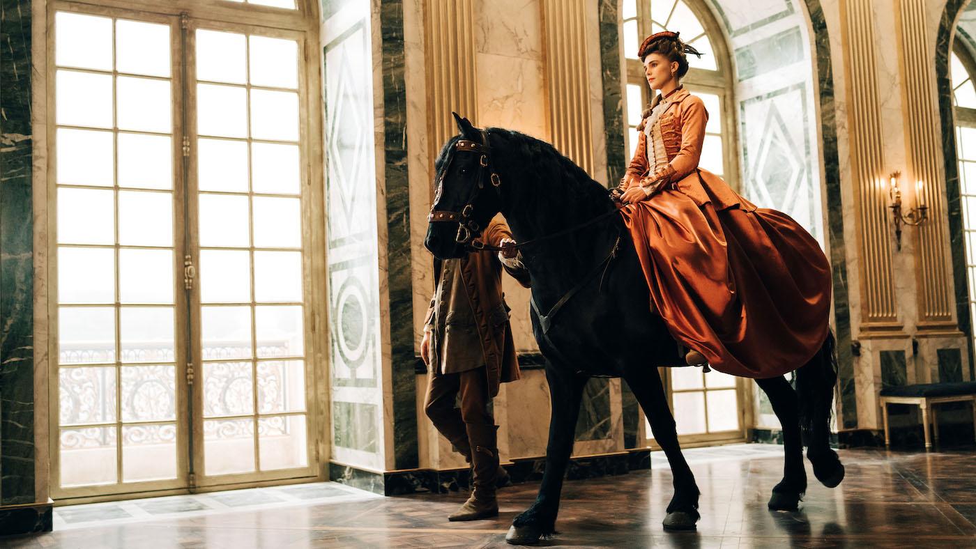 Madame du Barry on a horse in Versailles in Marie Antoinette