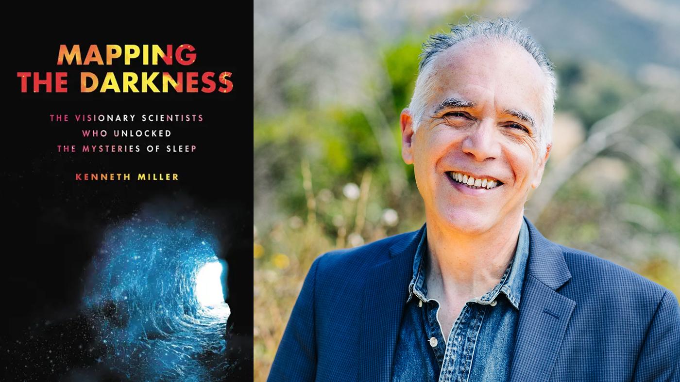 The cover of Mapping the Darkness next to its author, Kenneth Miller
