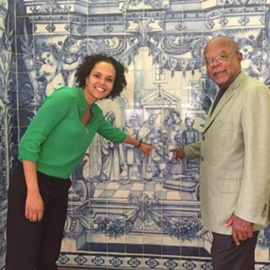 Fromont with Henry Louis Gates, Jr. at the Fortaleza de São Miguel. (Courtesy of Cécile Fromont) 