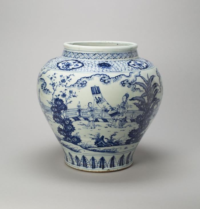 Jar with the Four Accomplishments: Painting, Calligraphy, Music, Strategy; Ming Dynasty, 15th century. Photo: Courtesy of the Art Institute of Chicago.