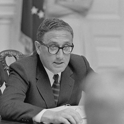 National Security Advisor Henry Kissinger briefs the press. May 14, 1969. Photo: Richard Nixon Presidential Library and Museum
