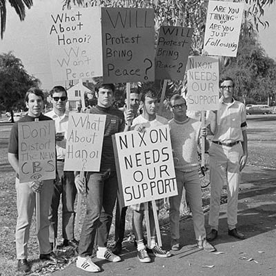 College students gather in support of President Richard Nixon. California, October 15, 1969. Photo: AP/WF