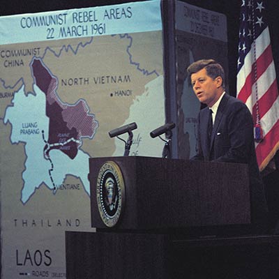 John F. Kennedy press conference, March 23, 1961. Photo: John F. Kennedy Presidential Library and Museum