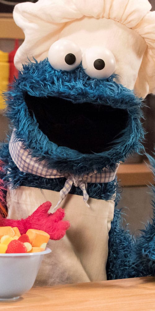 Cookie Monster with chef hat on